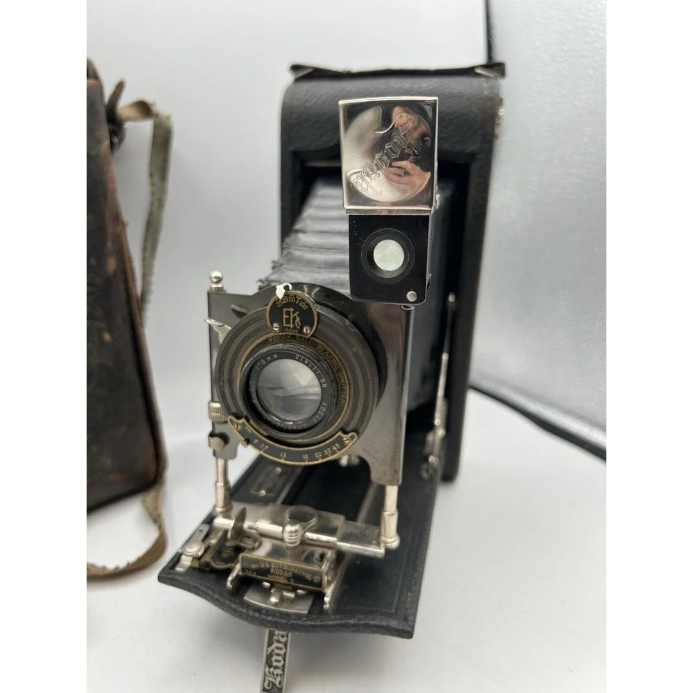 Antique‎ Kodak No. 3a Model C Autographic A-122 Film Folding Camera w/ Case